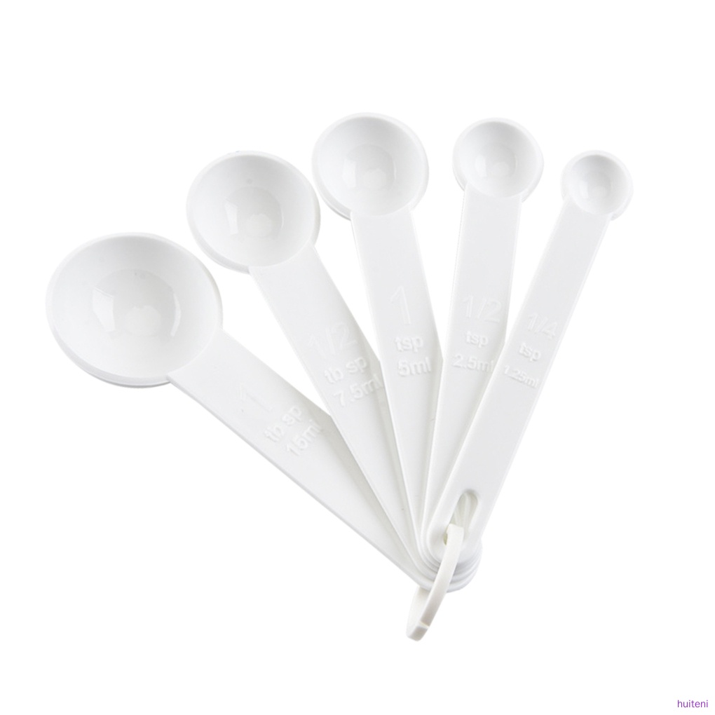 Set 5 Muỗng Đo Lường Gia Vị Bằng Nhựa Màu Trắng Tiện Dụng Cho Nhà Bếp Diy