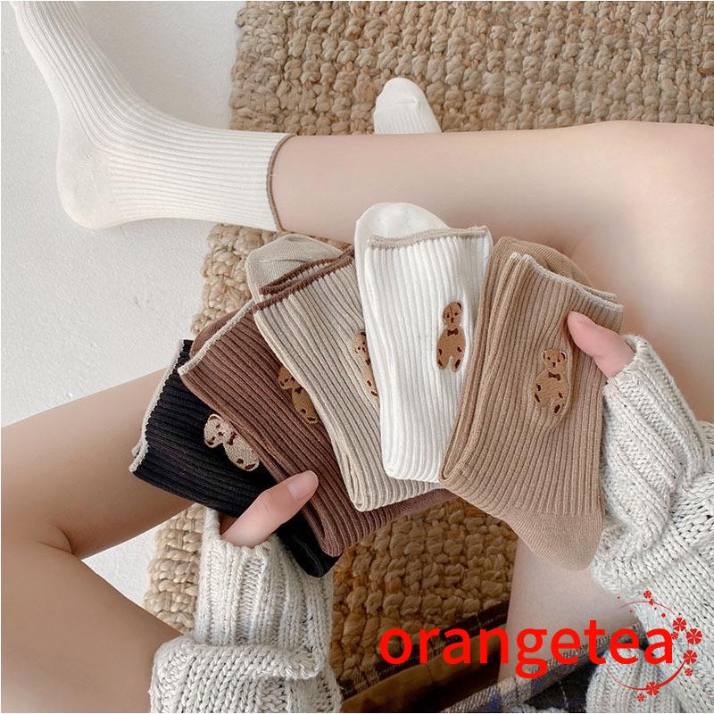 Vớ mắt cá chân vải cotton mềm hình gấu hoạt hình dễ thương 6 màu khác nhau cho nữ
