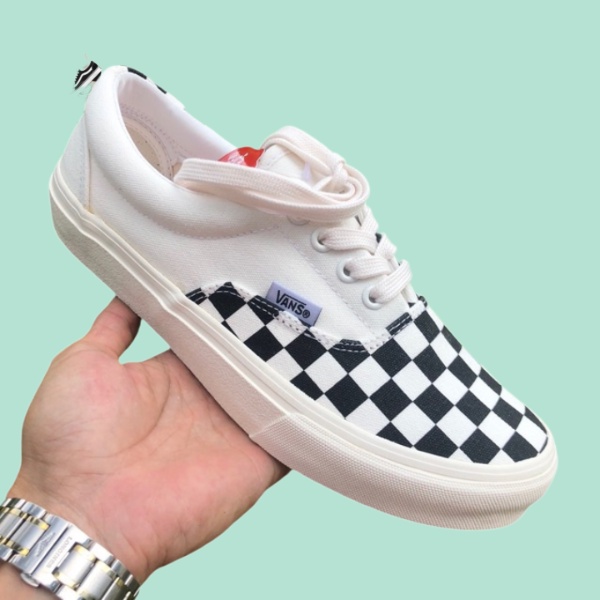 Giày thể thao nam nữ vans caro buộc dây hàng việt nam xuất khẩu giày sneaker nam nữ size 36-43 full box