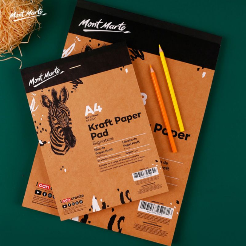 SỔ PHÁC THẢO GIẤY KRAFT MONT MARTE SIZE A4/A3 - 115 GSM, 50 TỜ