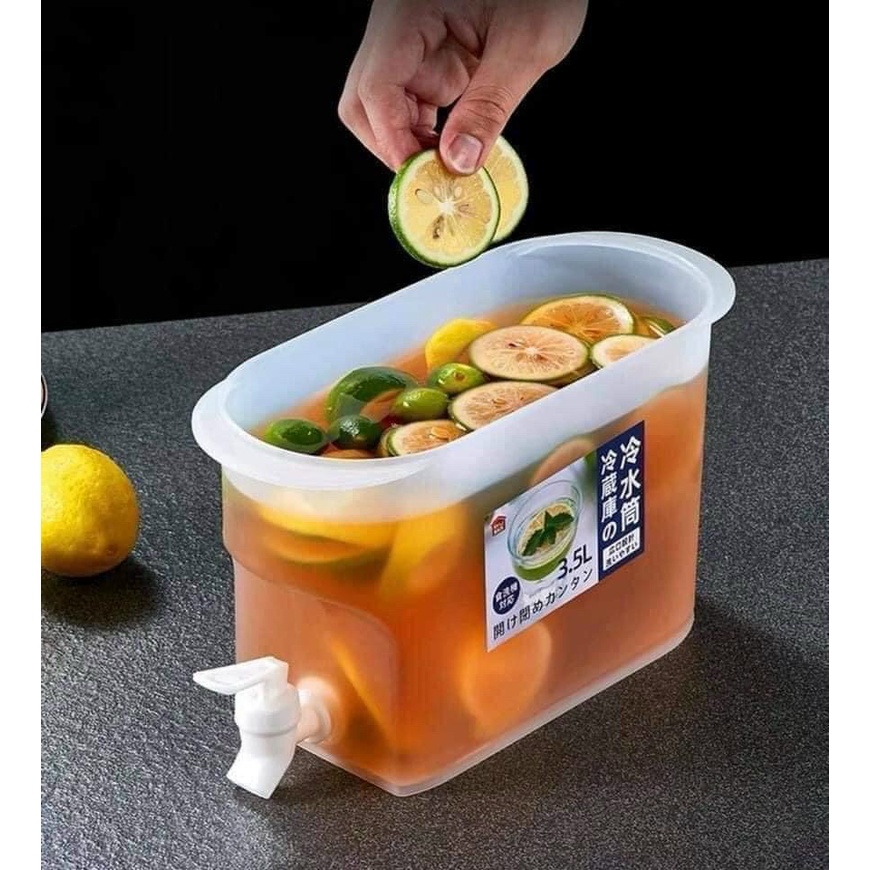 Bình Nước Trái Cây Tiện Lợi Đa Năng Ngăn Nắp, Đựng Nước Trà, Bình Nước 3.5L Có Vòi Để Tủ Lạnh Cao Cấp