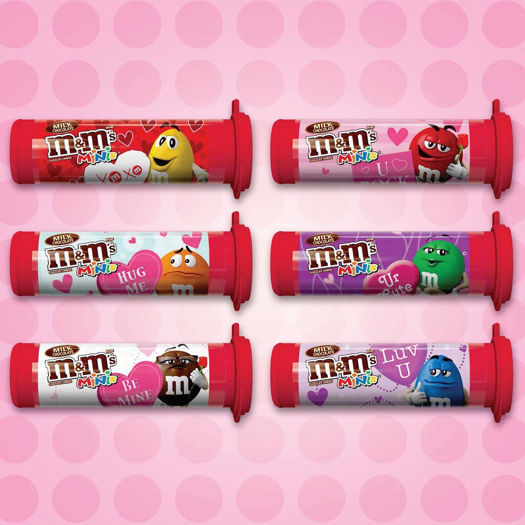 💖🍫 Tuýp Ống / Hộp Kẹo Socola Valentine M&M Milk Chocolate Minis Candy 🍫💖