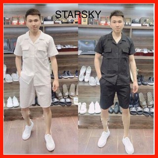 Đồ bộ nam - Bộ quần áo nam cộc tay cổ bẻ, cổ tàu chất đũi linen- STARSKY BH21