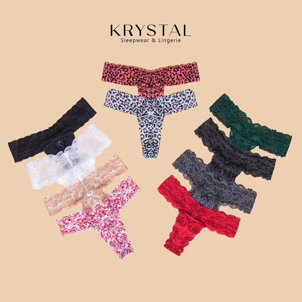 Quần lót ren lọt khe chữ T sexy gợi cảm màu họa tiết KRYSTAL KQT02 | BigBuy360 - bigbuy360.vn