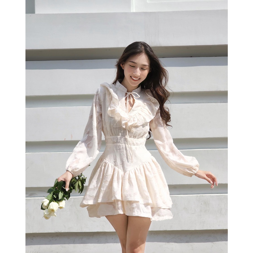 Đầm voan hoa tay dài Ciara Dress - CherryBae