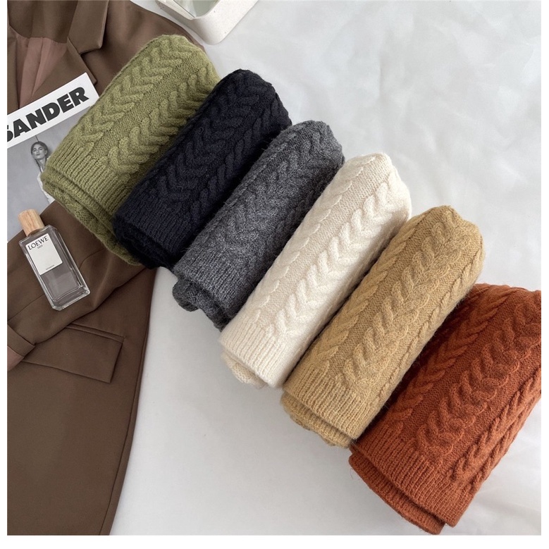 Khăn len dạ quàng cổ trơn nhiều màu,dệt nổi cao cấp,phong cách Hàn Quốc xinh xắn