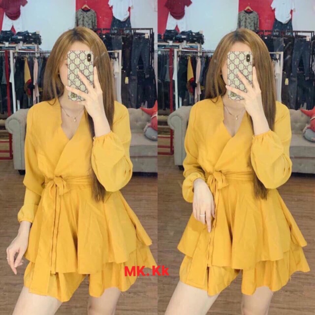 [ Mã FAMAYWA2 giảm 10K đơn 50K] GB đầm ngắn cát hàn kiểu tầng phối dây lưng kèm ảnh thật cuối | BigBuy360 - bigbuy360.vn