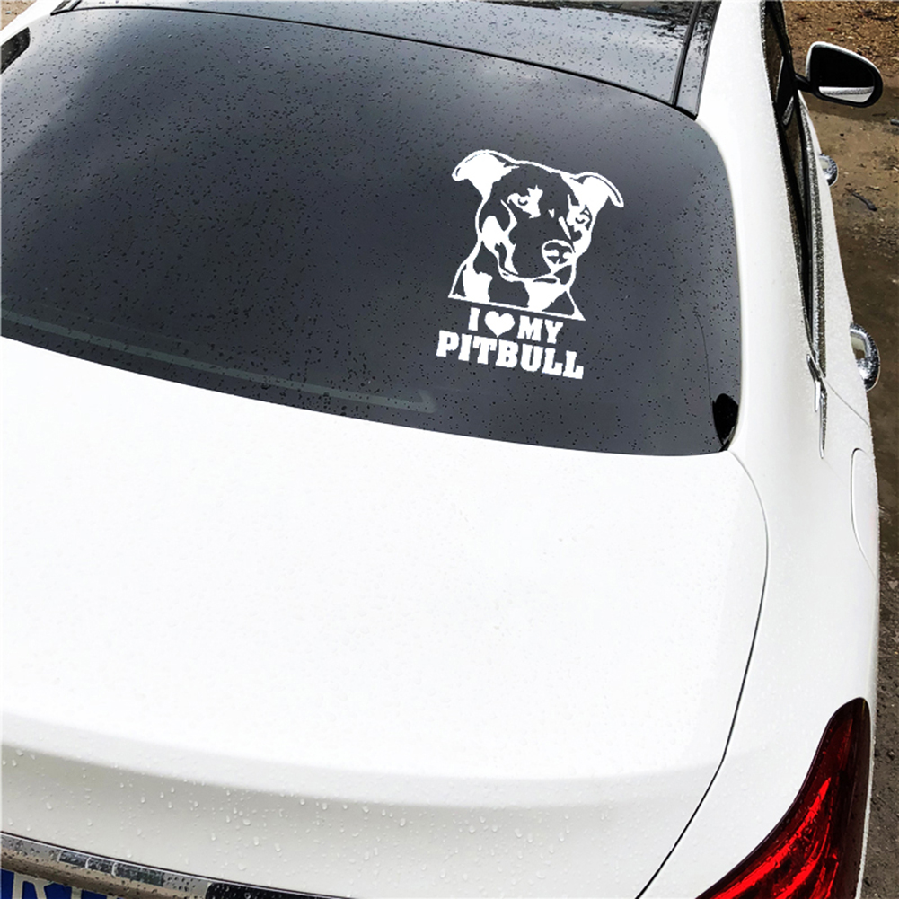 Bộ 5 Sticker Chữ I Love My Pitbull Dán Trang Trí Xe Hơi