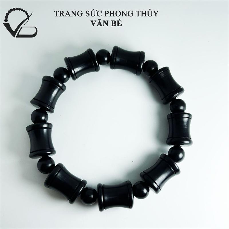 Vòng gỗ Mun sừng kiểu đốt trúc tre size Nam Nữ CNC VĂN BÉ
