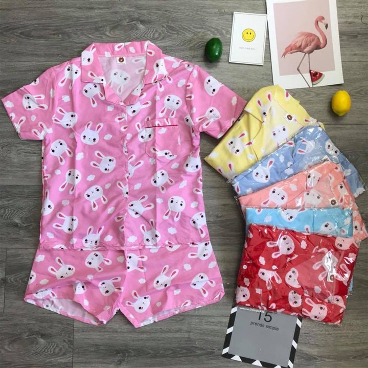 Bộ Mặc Nhà Pijama Cao Cấp Tay Ngắn Quần Cộc 10 Màu Trơn Viền [ẢNH + CLIP THẬT] | BigBuy360 - bigbuy360.vn
