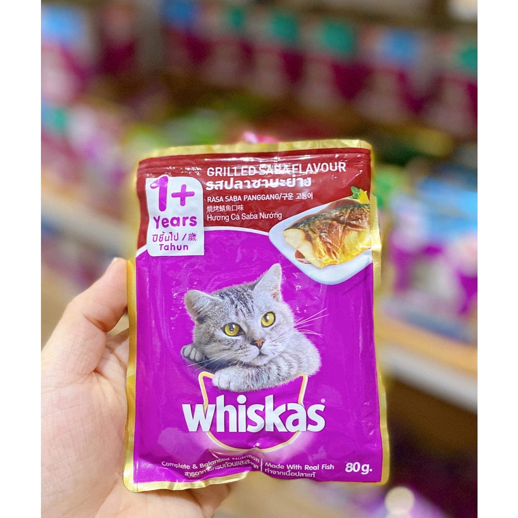 PATE CHO MÈO WHISKAS HƯƠNG CÁ SABA NƯỚNG80G