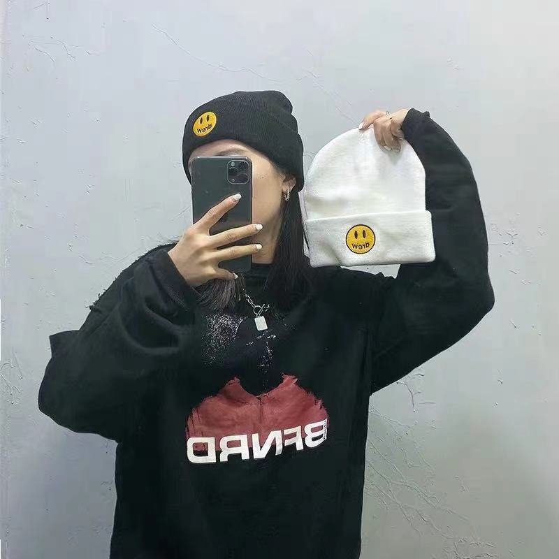 Nón Len Trùm Đầu Họa Tiết Mặt Cười Drew. Phong Cách Hip Hop Năng Động Chất Lượng Cao
