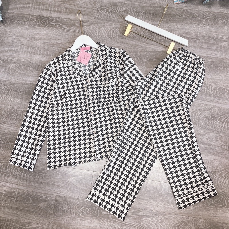 Bộ pijama mặc nhà nữ tay dài quần dài hoạ tiết ziczac