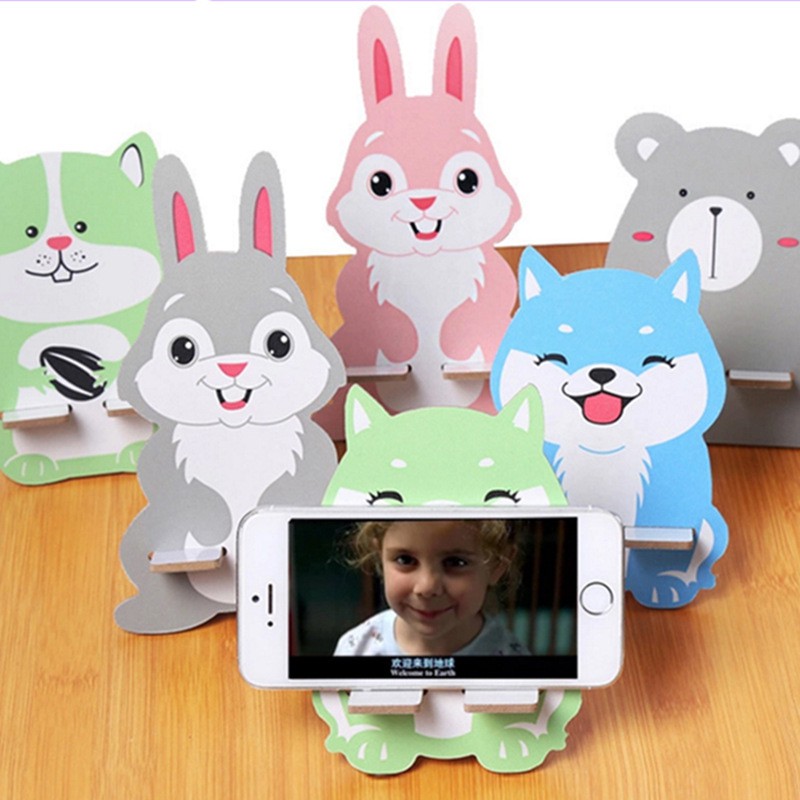 [Ảnh Thật] Giá Đỡ Điện Thoại Tablet Dạng Kệ Gỗ Lắp Ghép Hình Thú LOẠI MỎNG