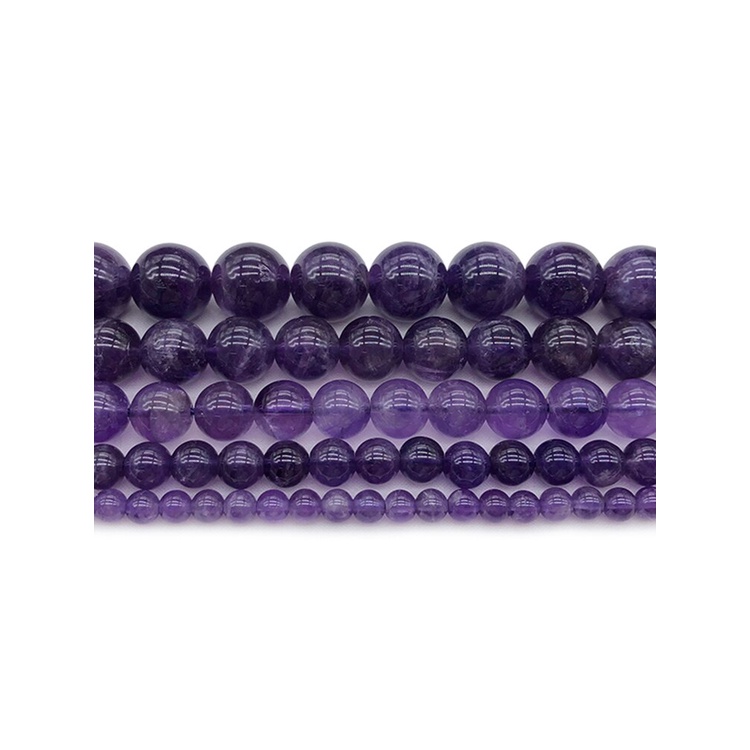Aaa + 100% Đá Tự Nhiên Thạch Anh Tím Hạt Pha Lê Để Trang Sức Làm Vòng Tay DIY Vòng Cổ 4 / 6 / 8 / 10 / 12mm Dây 15 ''