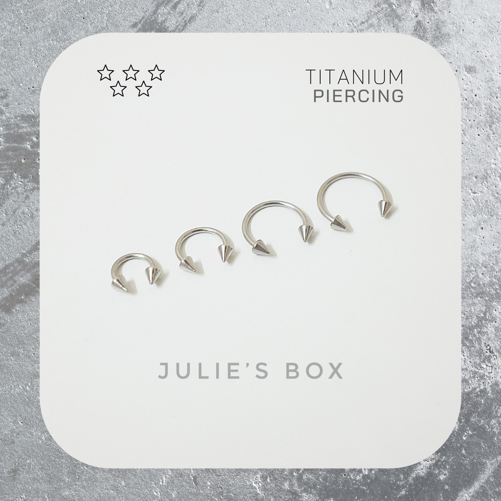 [1 Chiếc] Khuyên Tai Titan Unisex Chữ U Đầu Nhọn Màu Bạc Không Gỉ Sét Không Ngứa Bông Tai Julies Box 66