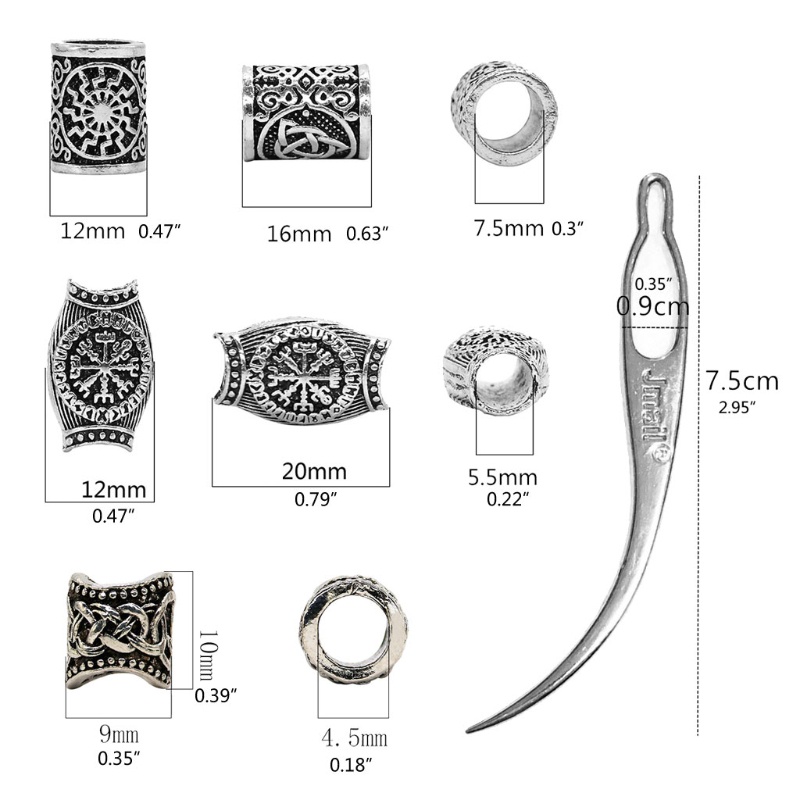 Hạt trang trí tóc/râu làm trang sức/vòng tay/vòng cổ phong cách viking DIY