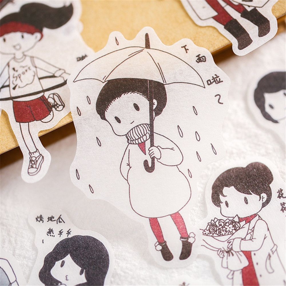 Combo 40 miếng sticker dán sổ Cute girls dùng dán trang trí sketchbook/ tập vở/ nhật ký - VP084