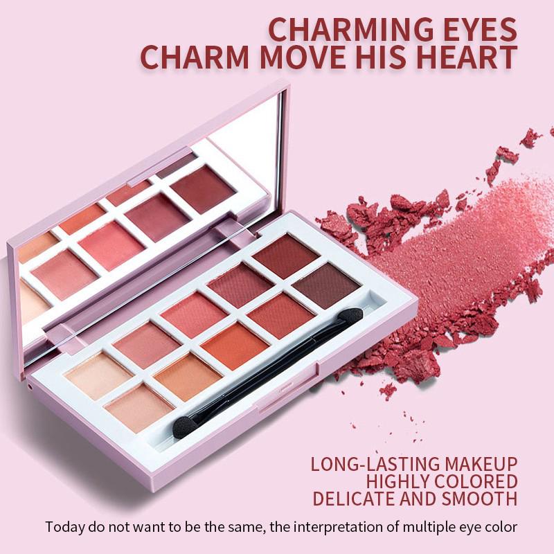 [Hàng mới về] Bảng phấn mắt LAMEILA 10 màu lì lấp lánh chống thấm trang điểm đa năn