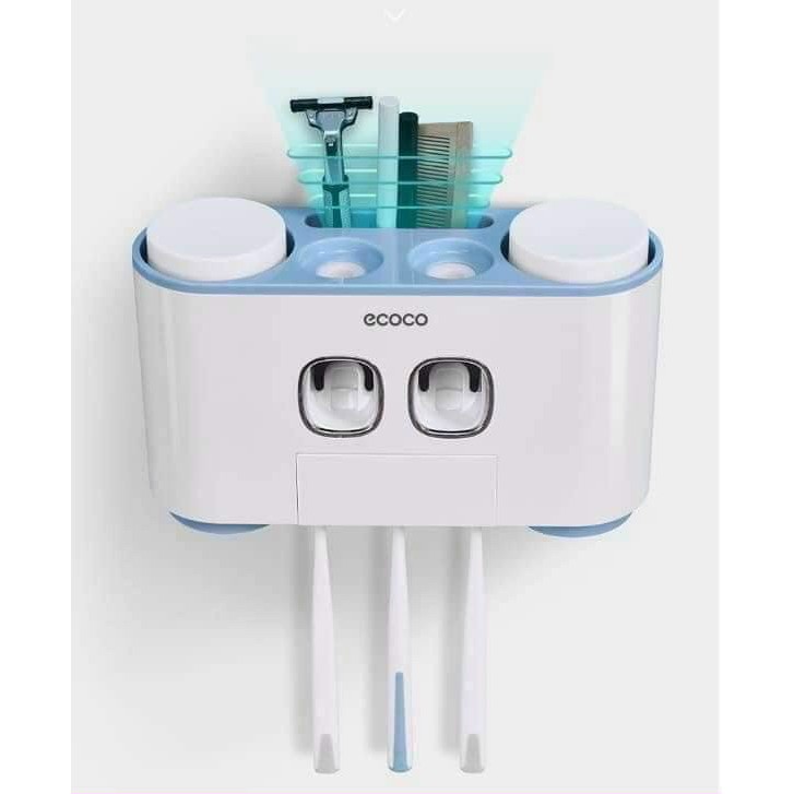 Bộ nhả kem đánh răng, lấy kem đánh răng tự động ECOCO cao cấp kèm miếng dán cường lực và 4 cốc đánh răng sang trọng