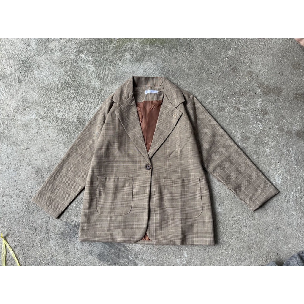 Áo khoác blazer nữ 2 lớp, áo blazer kẻ 2 lớp