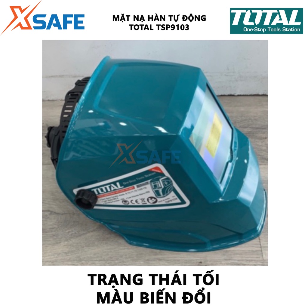 Mặt nạ hàn điện tử TOTAL TSP9103  Vùng quan sát 98x43mm, bảo vệ khỏi tia sáng, tia lửa có hại