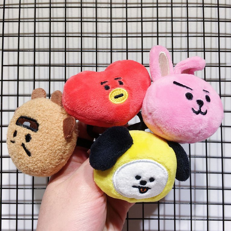 Dây cột tóc co giãn họa tiết hoạt hình BT21 dễ thương kích thước 12*09