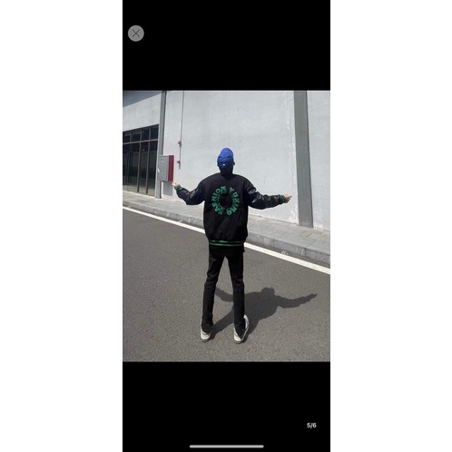 Áo khoác nỉ thêu F tay da HD6