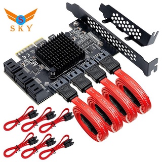 Card Mở Rộng SATA Pci Express 10 Cổng 6 Gbps Với Cáp SATA 10 Asm 1166