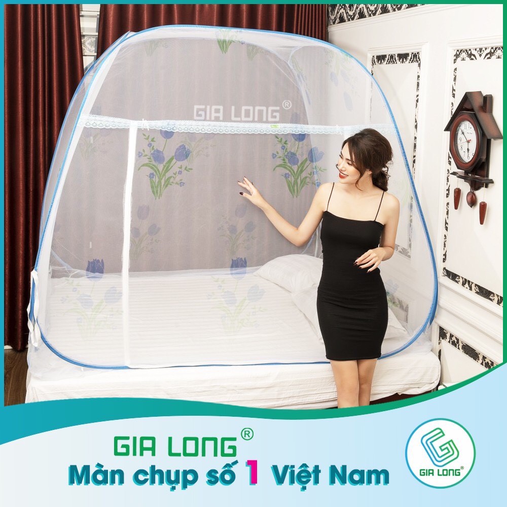 Màn mùng chụp tự bung Màn chụp đỉnh vuông cao cấp Gia Long (Đủ kích thước)