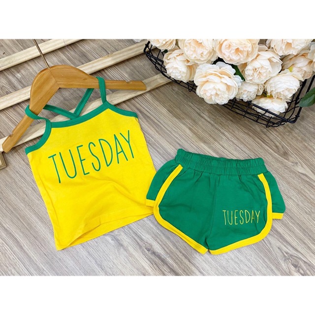 [8-20kg] Bộ thun cotton 2 dây quần viền siêu xinh cho bé