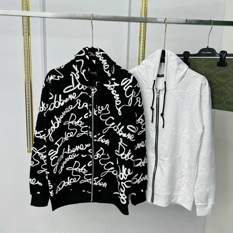 Áo khoác nam nữ HOODIE DG dập chữ nổi quanh áo phối khoá zip bo tay 2 lớp hàng cao cấp