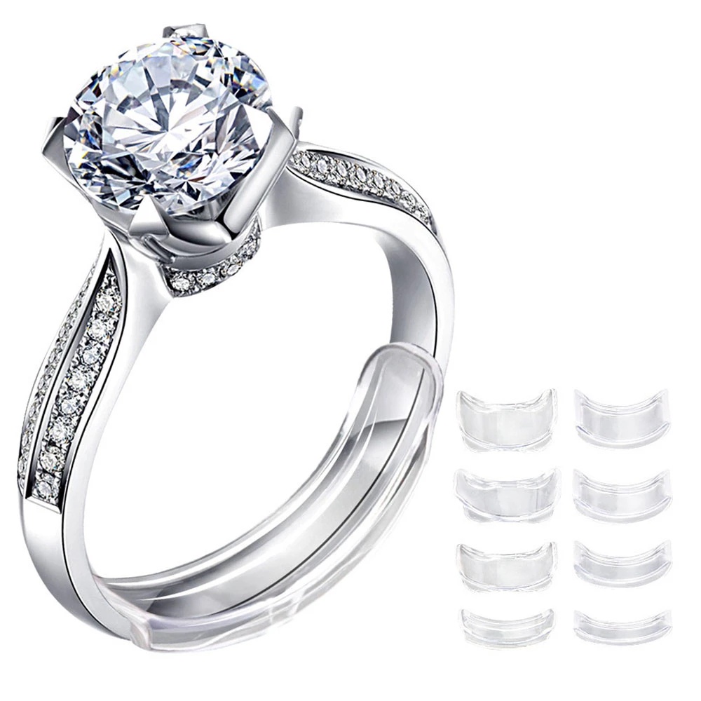 Set 12 Đệm Điều Chỉnh Kích Thước Nhẫn Chống Trượt Bằng Nhựa Trong Suốt