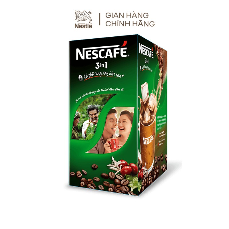 Cà phê rang xay hòa tan NESCAFÉ 3in1 Đậm vị cà phê (Hộp 20 gói x 17g)