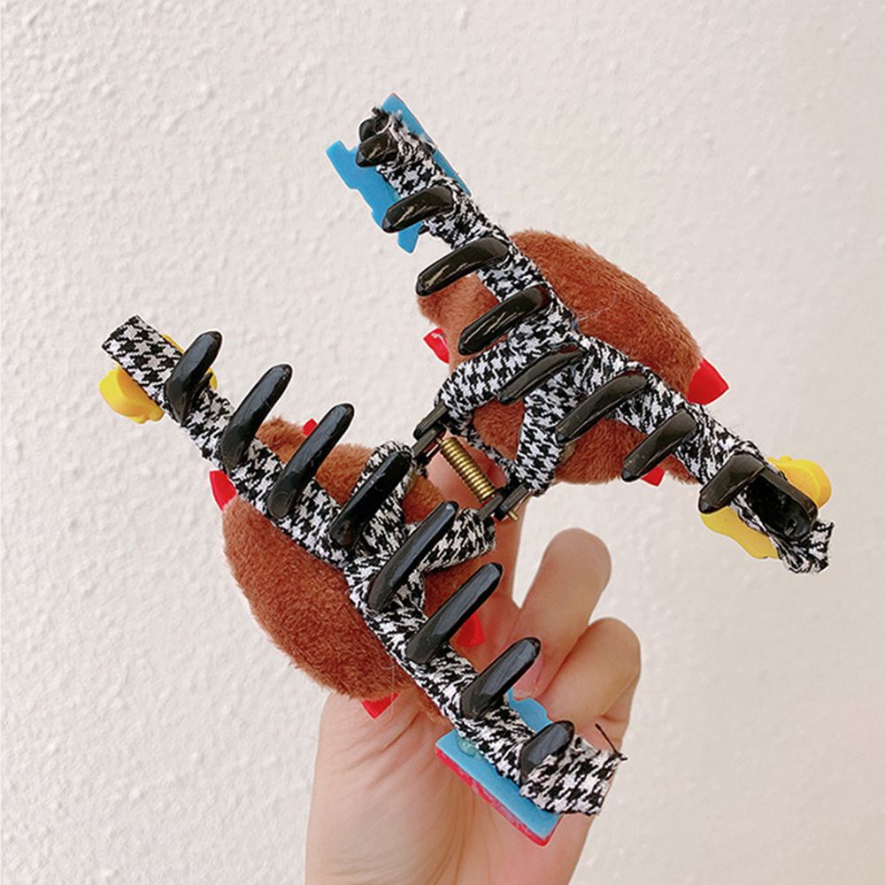 Kẹp tóc càng cua bằng vải acrylic hình gấu dâu tây hoạt hình phong cách Hàn Quốc dễ thương cho nữ