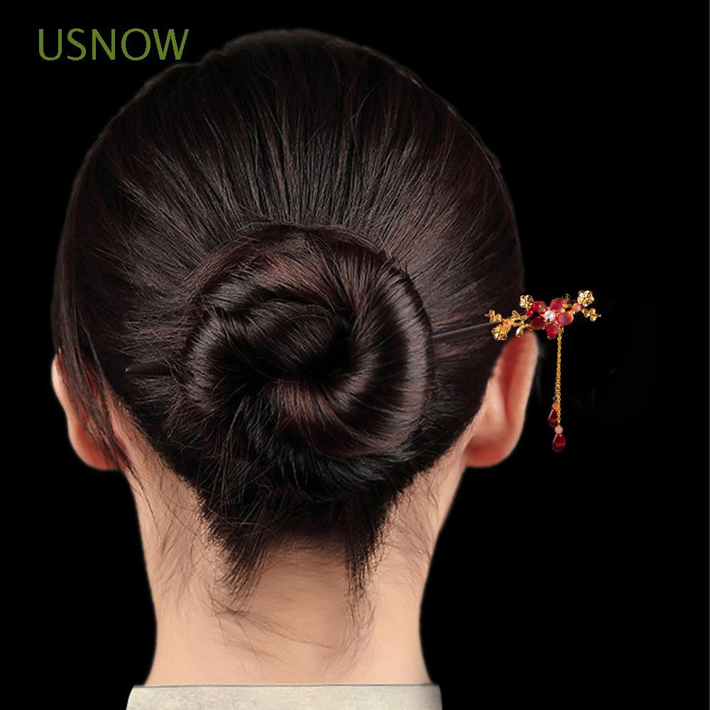 Trâm cài tóc bằng gỗ phối tua rua phong cách Trung Hoa cổ điển thanh lịch cho nữ