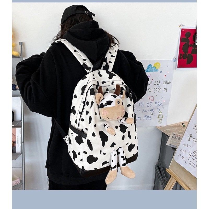 Balo Vải Bò Sữa Đi Học Đi Chơi Giá Rẻ Cho Nữ Phong Cách Hàn Quốc