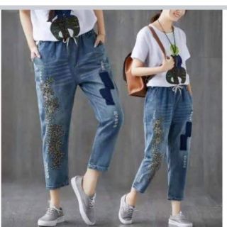 Quần jean bigsize thêu hoa