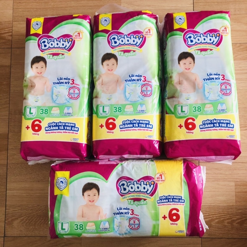 Chính hãng tã/bỉm bobby L quần cộng miếng L38+6
