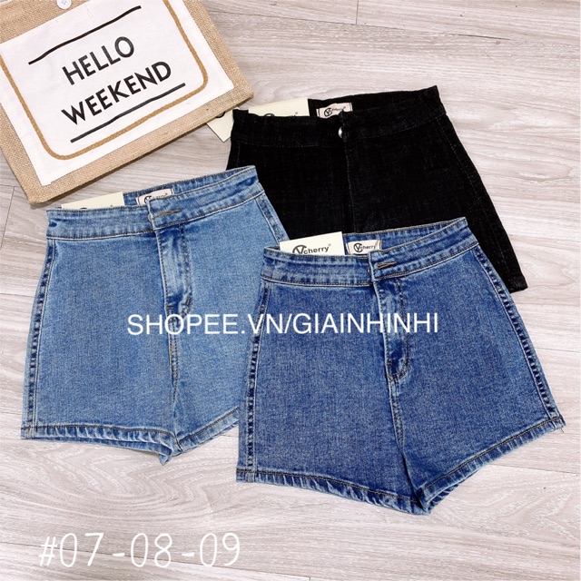 Quần short bò cạp cao trơn siêu co dãn QA1867 - NhiNhi Shop