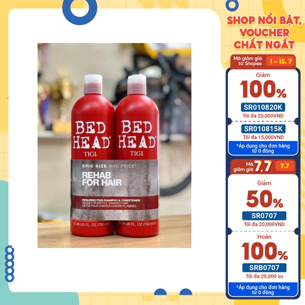 Cặp dầu gội xả TIGI (đỏ, tím, trắng mẫu mới 2022, xanh dương, xanh lá) 750ml/1chai