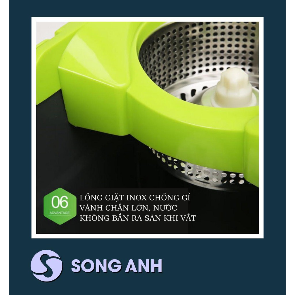 Bộ Chổi Lau Nhà Cao Cấp Song Anh (Tặng Kèm 2 Bông Lau) Xay 360 Độ