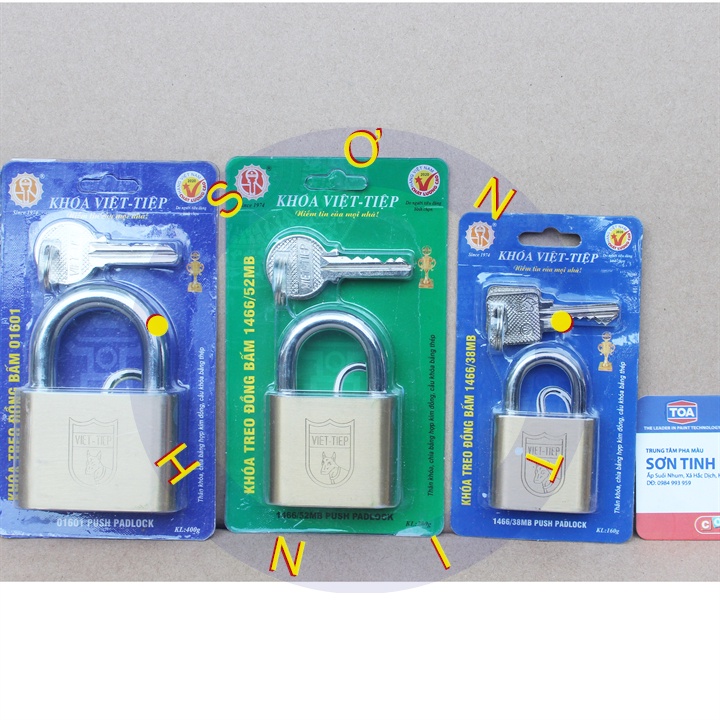 Khóa VIỆT TIỆP treo đồng bấm 01280 0138 MB 0152 01601