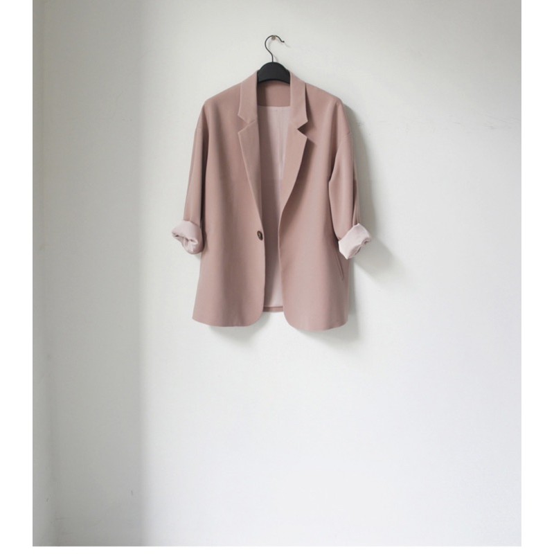 Áo blazer nữ màu hồng vải tuyết mưa cao cấp xuất dư | BigBuy360 - bigbuy360.vn