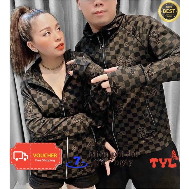 Áo Khoác Chống Nắng Nam Nữ Dập Vân Che Mặt Chất Liệu Thông Hơi Chống Nóng Thời Trang Cao Cấp LV2