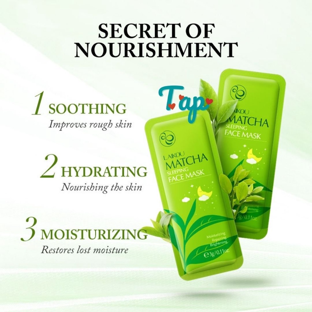 ( Lẻ 1 gói) Mặt nạ bùn Trà Xanh matcha Laikou làm sạch sâu cấp ẩm chống lão hóa
