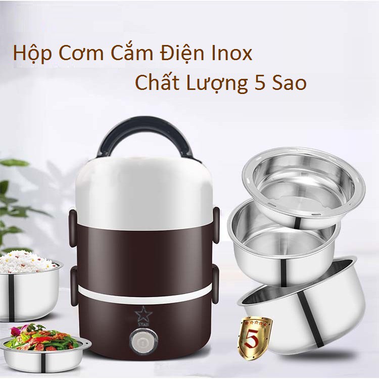 Hộp cơm, cặp lồng cắm điện 3 tầng ruột inox 304 giữ nhiệt liên tục