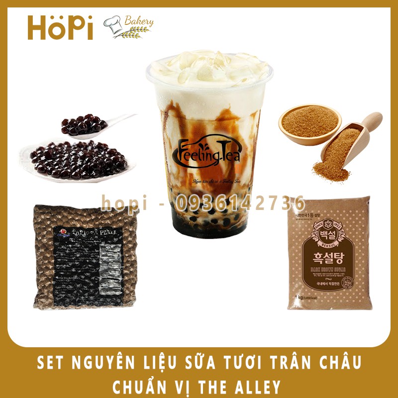 Set Nguyên Liệu Làm Sữa Tươi Trân Châu Đường Đen Chuẩn vị The Alley