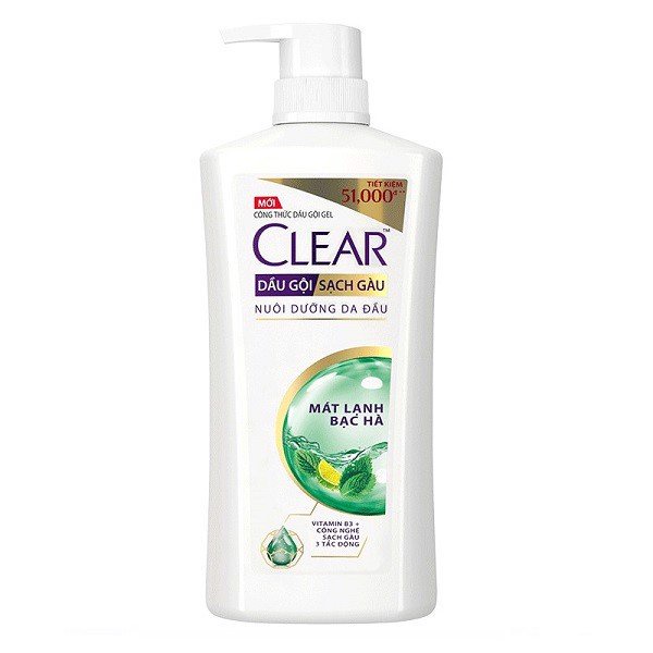 Dầu gội sạch gàu Clear nuôi dưỡng da đầu Mát lạnh bạc hà 630g