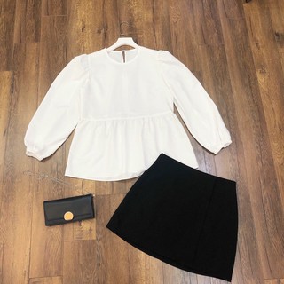 Áo peplum trắng 3 nơ sau ( giá sale)
